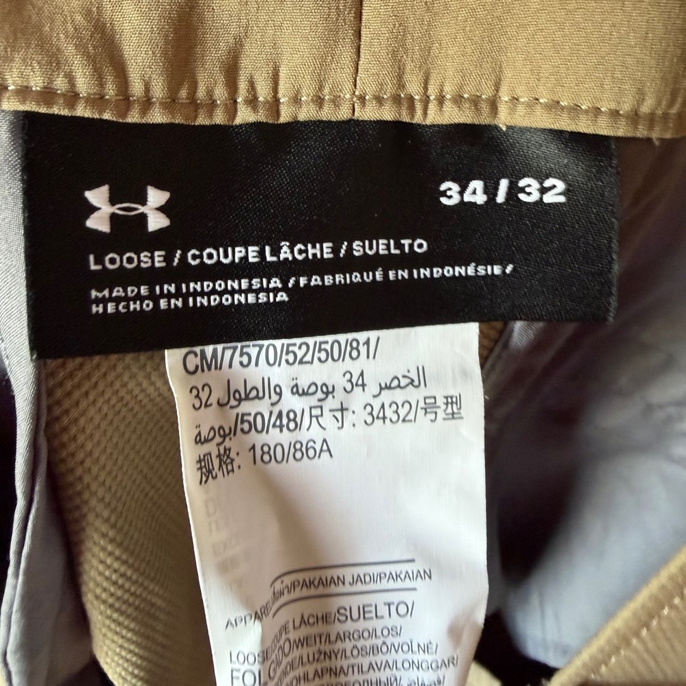 Under Armour Straight Fit Performance Pants Khaki Golf Travel Waist 34 NWT - Picture 9 of 10